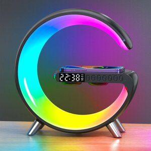 LED Night Light RGB Atmosphere Desk Лампа Интеллектуальное многофункциональное беспроводное зарядное устройство Будильни