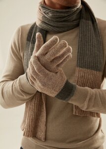 Двухцветные перчатки с добавлением шерсти (24*(9,5))