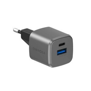 Сетевое зарядное устройство EnergEA Ampcharge GaN20 USB/Type-C 20W темно-серое