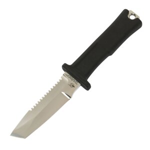 Нож водолазный Дайвер, сталь 95х18, рукоять термоэластопласт, кожаные ножны