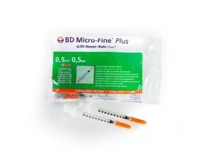 Шприц инсулиновый U-100 Micro-Fine Plus BD/БиДи 0,33х12,7мм 0,5мл 10шт