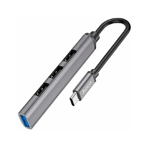 USB-концентратор HOCO HB26 4 Гнезда PD, USB3.0, 3USB2.0, серый