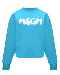 Свитшот с белым лого, голубой MSGM