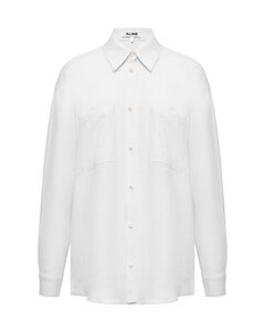 Льняная рубашка с жемчужными пуговицами, белая ALINE