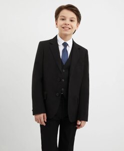 Пиджак текстильный с двумя шлицами чёрный для мальчика Gulliver