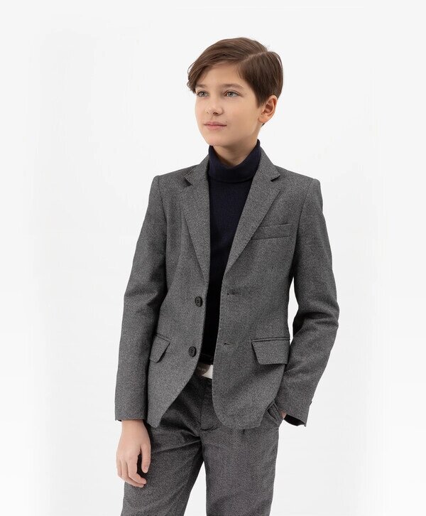 Пиджак текстильный с нагрудным карманом серый для мальчика Gulliver (128) от компании Admi - фото 1