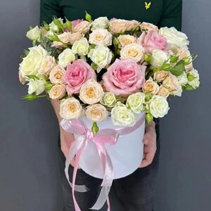 PINKBUKET Коробочка с пионовидными розами "Box Elegance"