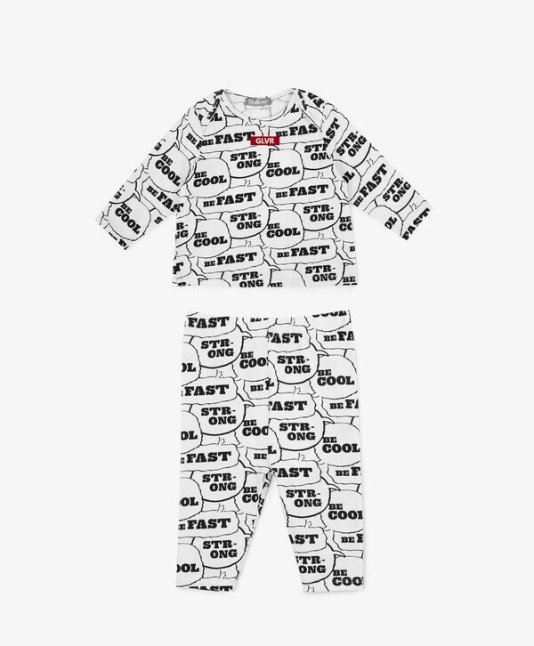 Пижама для малыша из мягкого трикотажа с черно-белым рисунком Gulliver (3-6 м) от компании Admi - фото 1