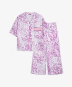 Пижама с нежным линеарным рисунком розовая для девочек Gulliver (98-104)