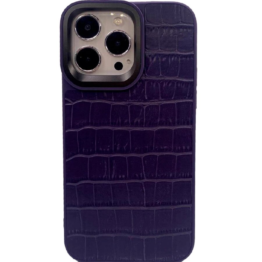 Пластиковая накладка Kaisa для iPhone 14 Pro фиолетовая под кожу от компании Admi - фото 1