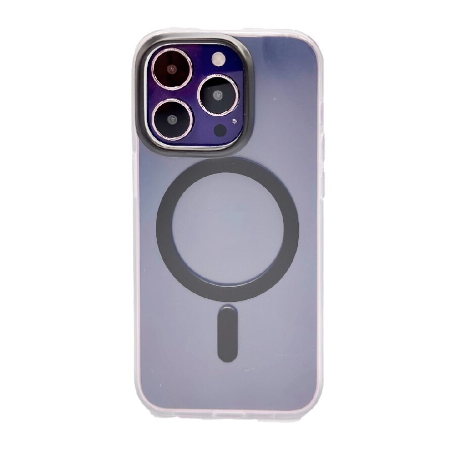 Пластиковая накладка KEEPHONE PRO MagSafe для iPhone 14 Pro прозрачно-матовая черный кант от компании Admi - фото 1