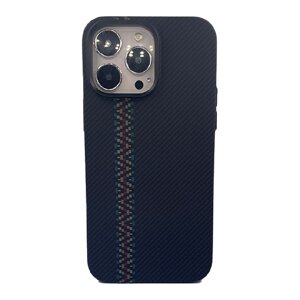 Пластиковая накладка LUXO Life MagSafe CARBON для iPhone 14 Pro черно-синяяя