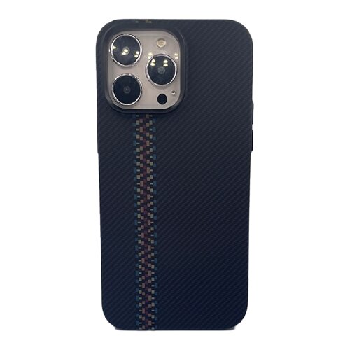Пластиковая накладка LUXO Life MagSafe CARBON для iPhone 14 Pro черно-синяяя