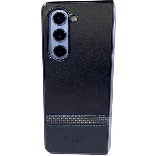 Пластиковая накладка PULOKA Handmade для Samsung Galaxy Z Fold5 под кожу черная