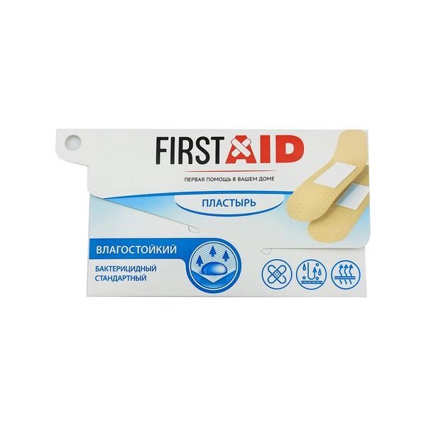 Пластырь бактерицидный влагостойкий воздухопроницаемый First Aid/Ферстэйд 1,9x7,2см 6шт от компании Admi - фото 1