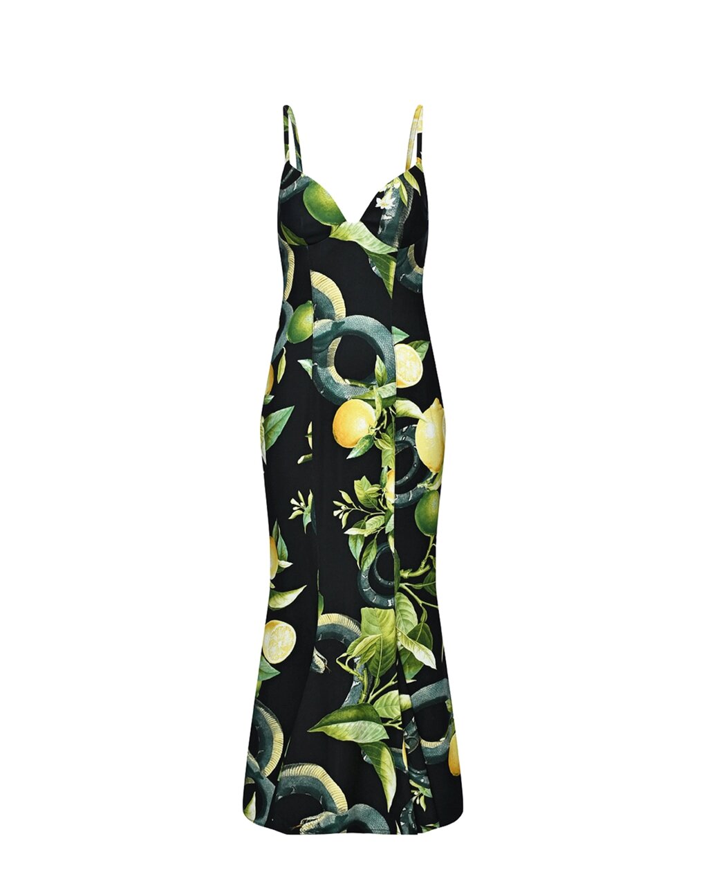 Платье миди с принтом лимоны, черное Roberto Cavalli от компании Admi - фото 1