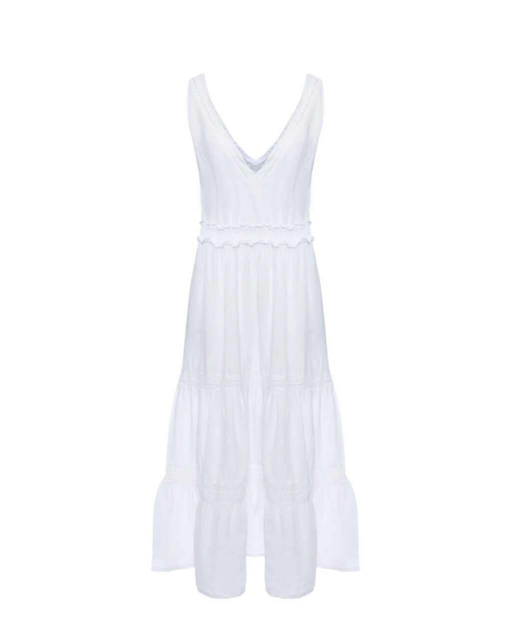 Платье на лямках с декором макраме, белое 120% Lino от компании Admi - фото 1