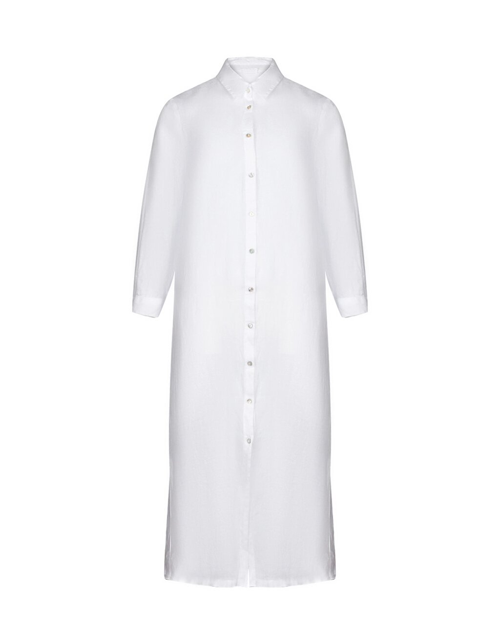 Платье-рубашка с разрезами по бокам, белое 120% Lino от компании Admi - фото 1