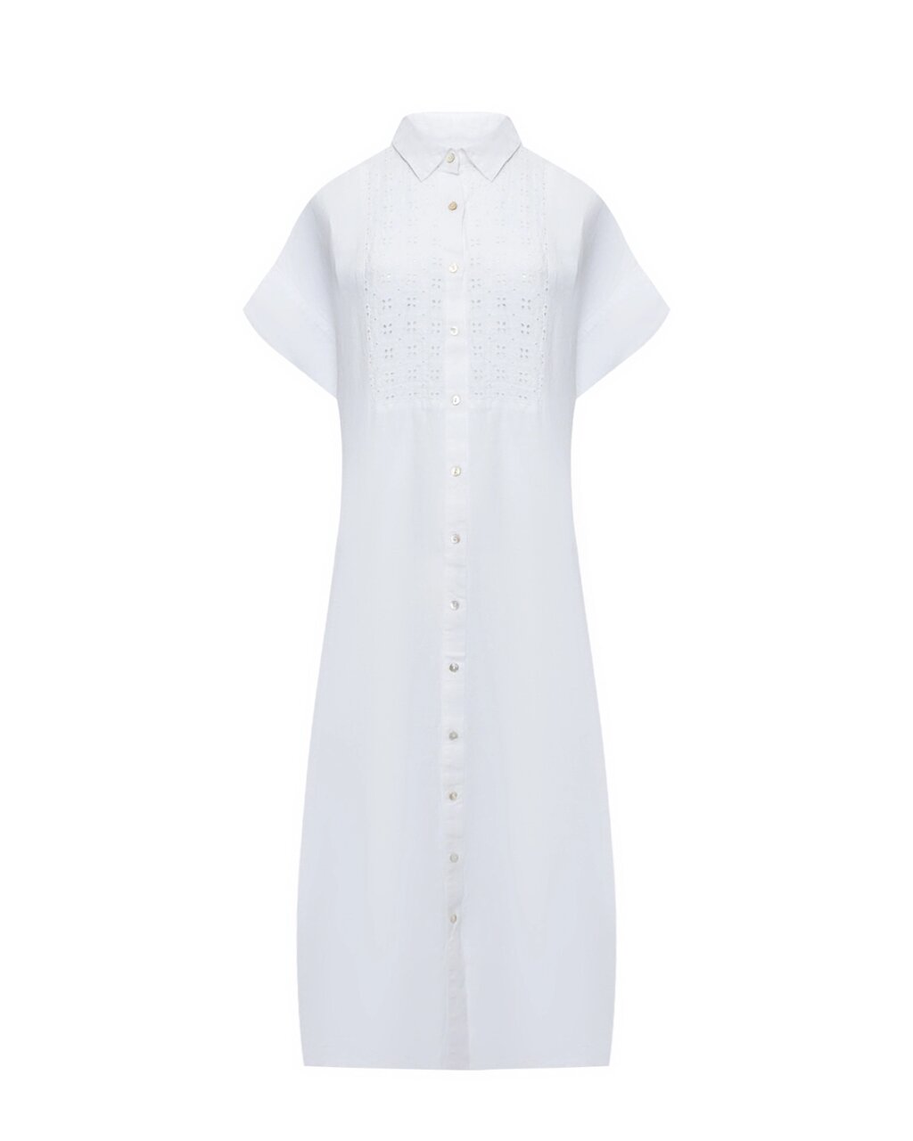 Платье рубашкой с декором макраме, белое 120% Lino от компании Admi - фото 1