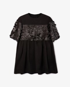 Платье с коротким рукавом и пайетками черное Gulliver (104)