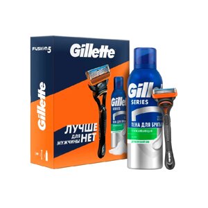 Подарочный набор Gillette Fusion5 бритва и пена для бритья