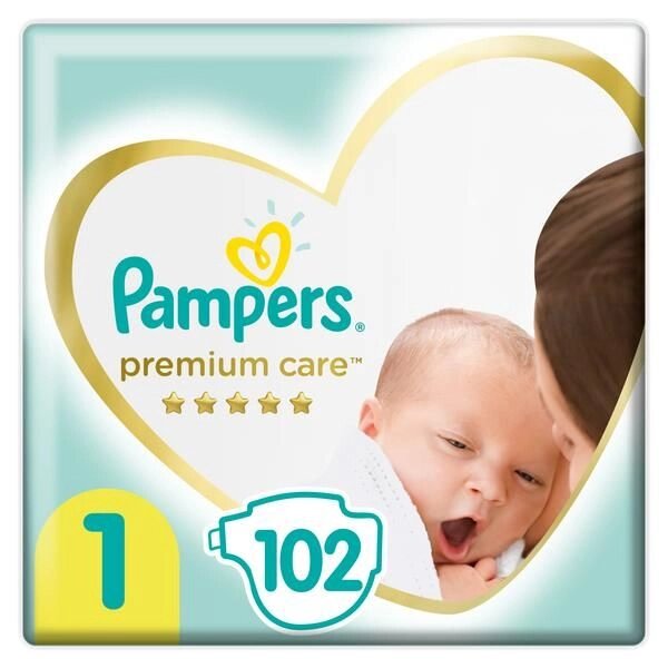 Подгузники детские одноразовые для мальчиков и девочек Premium Care Pampers/Памперс 2-5кг 102шт от компании Admi - фото 1