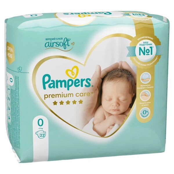 Подгузники детские Premium Care Pampers/Памперс до 3кг 22шт от компании Admi - фото 1