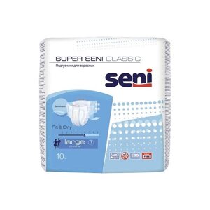 Подгузники для взрослых дышащие Classic Super Seni/Сени 10шт р. L