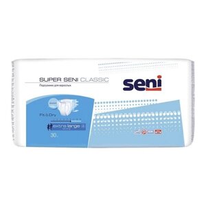 Подгузники для взрослых дышащие Classic Super Seni/Сени 30шт р. XL