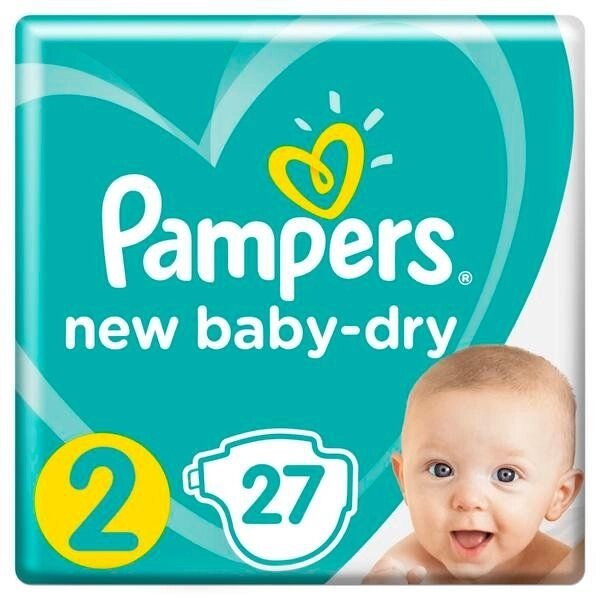 Подгузники Pampers (Памперс) New Baby-Dry р. 2 Mini 3-6 кг 27 шт. от компании Admi - фото 1