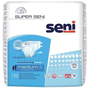 Подгузники Super Seni (Супер Сени) medium р. 2 75-110 см. 1700 мл 10 шт.