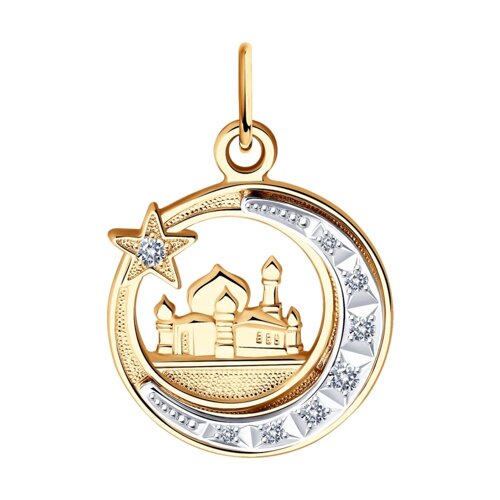 Подвеска мусульманская SOKOLOV из комбинированного золота с фианитами