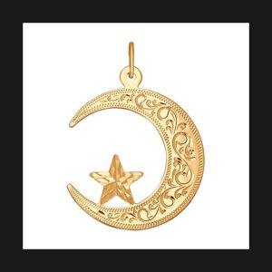 Подвеска мусульманская SOKOLOV из золота с алмазной гранью и гравировкой