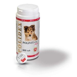 Поливит-Кальций плюс Polidex таблетки для щенков, беременных и лактирующих собак 500шт
