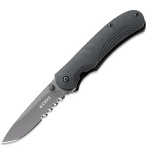 Полуавтоматический складной нож Incendor Veff Flat Top Serrations, CRKT 6875, сталь 8Cr13MoV Titanium Nitride Combo Edge, рукоять стеклотекстолит G10