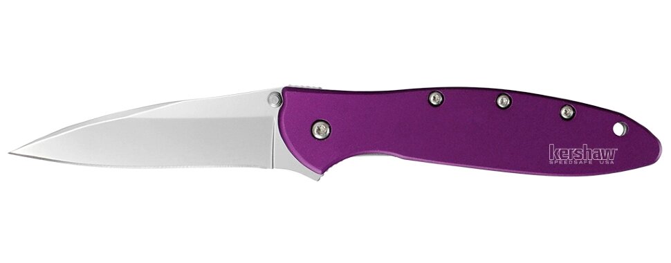 Полуавтоматический складной нож Kershaw Leek 1660PUR, сталь Sandvik 14C28N, рукоять анодированный алюминий, фиолетовый от компании Admi - фото 1