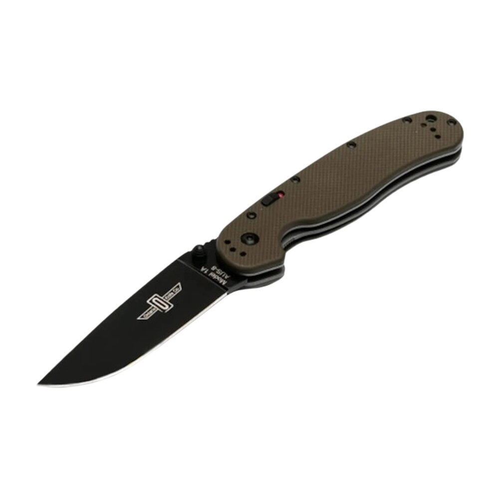 Полуавтоматический складной нож Ontario RAT-1A, Assisted, сталь AUS-8, рукоять G10, olive drab/black от компании Admi - фото 1
