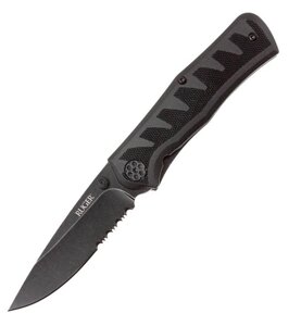 Полуавтоматический складной нож Ruger Knives Crack-Shot Compact, Ken Steigerwalt Design, лезвие Blackwashed Combo 8Cr13MOV, рукоять термопластик/резина