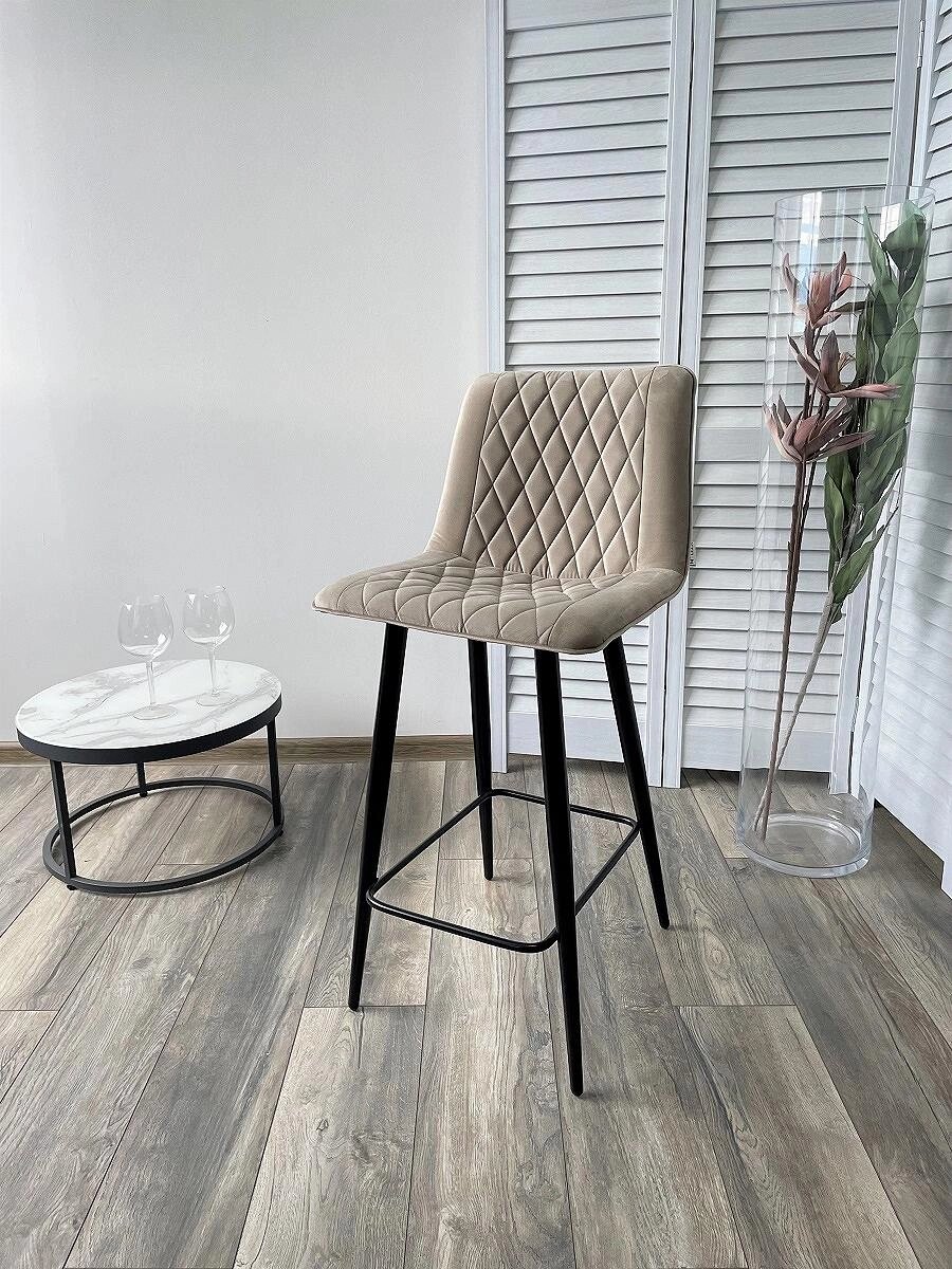 Полубарный стул Поль латте #25, велюр / черный каркас (H=66cm) от компании Admi - фото 1