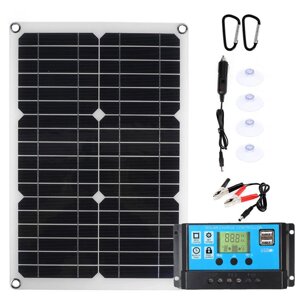 Портативная солнечная панель 30 Вт 18 В многофункциональный комплект солнечного зарядного устройства, водонепроницаемый