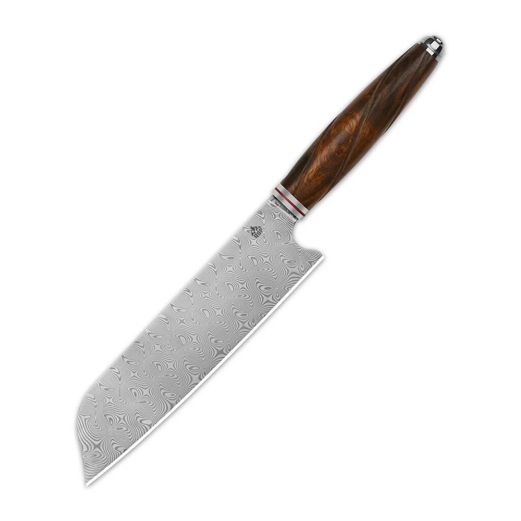 Поварской кухонный нож Сантоку QSP Mulan Series, сталь дамаск, рукоять дерево айронвуд от компании Admi - фото 1