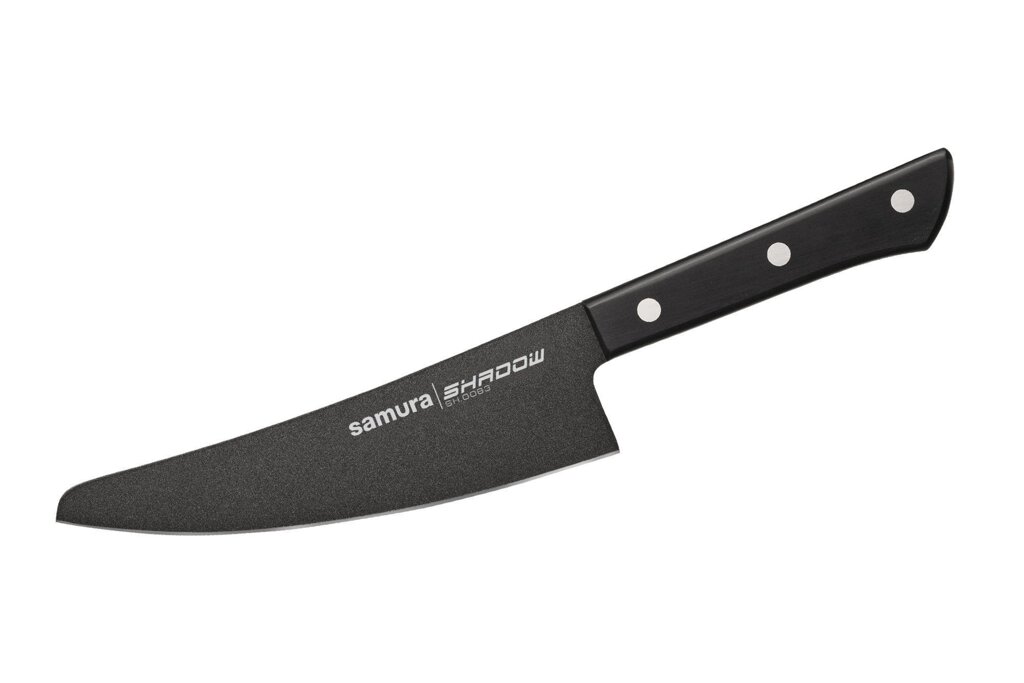 Поварской кухонный шеф-нож Samura Shadow 16.6 см, сталь Aus 8, сталь AUS-8, рукоять ABS-Пластик от компании Admi - фото 1