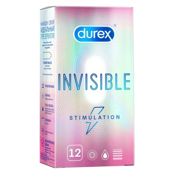 Презервативы Invisible Stimulation Durex/Дюрекс 12шт от компании Admi - фото 1