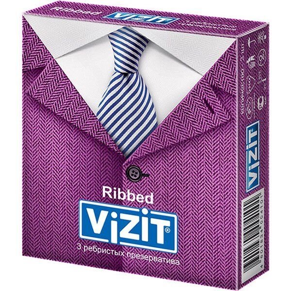 Презервативы ребристые Ribbed Vizit/Визит 3шт от компании Admi - фото 1