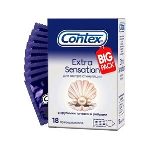 Презервативы с крупными точками и ребрами Extra Sensation Contex/Контекс 18шт