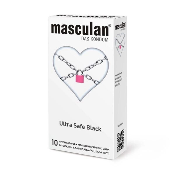 Презервативы утолщенные черного цвета Black Ultra Safe Masculan/Маскулан 10шт от компании Admi - фото 1