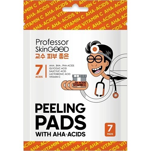 PROFESSOR SKINGOOD Набор корейских тканевых пилинг-дисков для лица "PEELING PADS WITH AHA-ACIDS" с AHA-кислотами и витамином C от компании Admi - фото 1