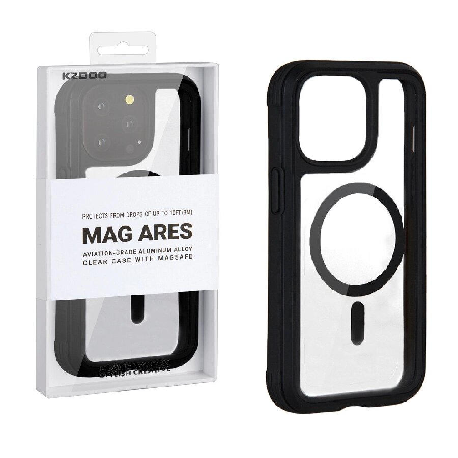 Противоударная пластиковая накладка KZDOO MAG ARES MagSafe для iPhone 14 Pro черный кант от компании Admi - фото 1