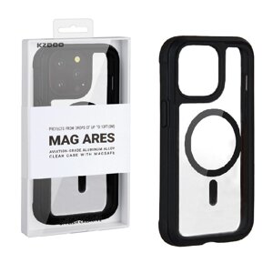 Противоударная пластиковая накладка KZDOO MAG ARES MagSafe для iPhone 14 Pro черный кант