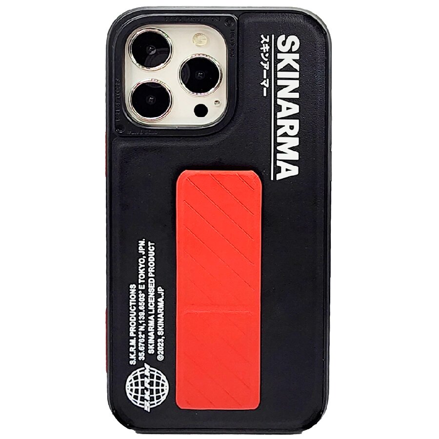 Противоударная пластиковая накладка с подставкой Uniq SKINARMA GYO для iPhone14 Pro черная от компании Admi - фото 1